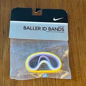 Nike Baller ID Bands Wristband new Youth Sized White Lavender Yellow